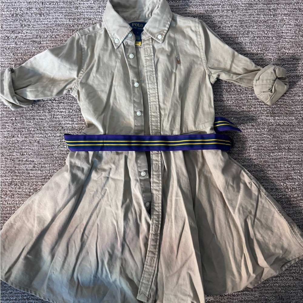 Polo Ralph Lauren Khaki Shirt Dress with Belt